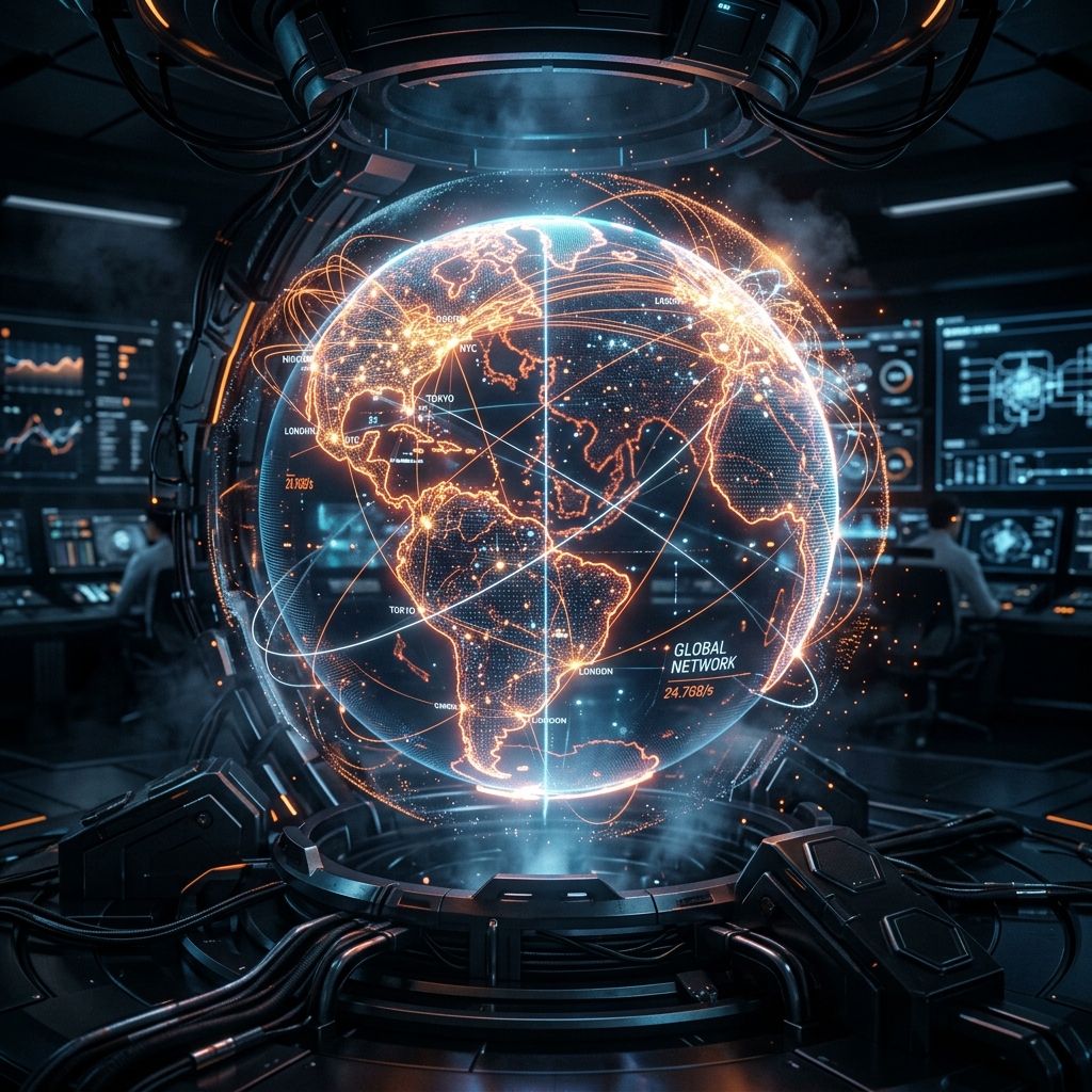 Cyber Holographic Globe schematic